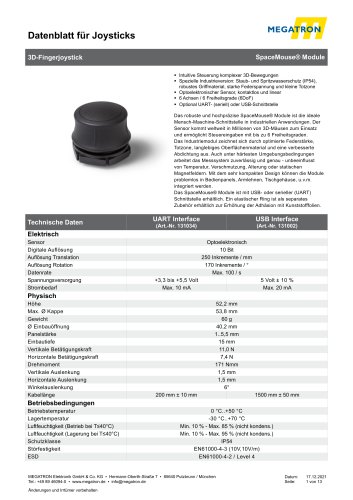 Datenblatt SpaceMouse Module