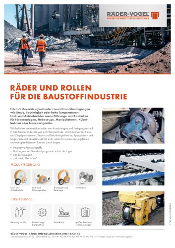 R&auml;der und Rollen f&uuml;r die Baustoffindustrie