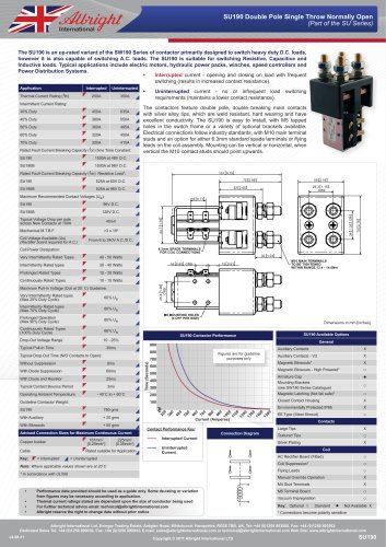 SU190 Series of D.C. Contactors