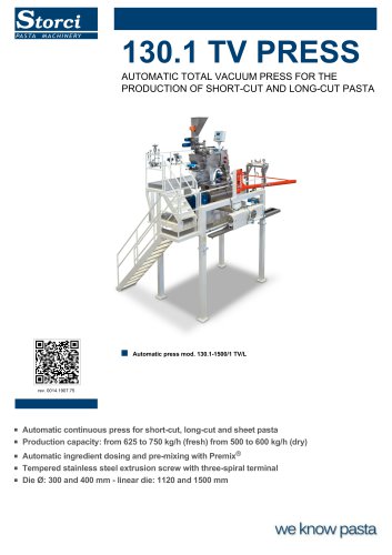 130.1 TV / AUTOMATIC TOTAL VACUUM PRESS FOR THE PRODUCTION OF SHOR-TCUT AND LONG-CUT PASTA