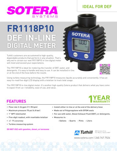 FR1118P10 In-line Meter