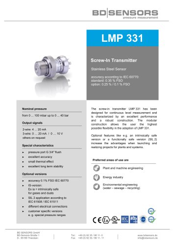 data sheet LMP 331