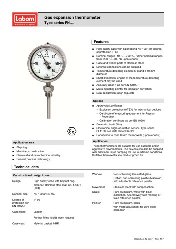 Gas expansion thermometer Type series FN….