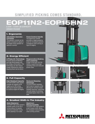 EOP11N2-EOP15HN2 2,200 - 3,000 lb capacity