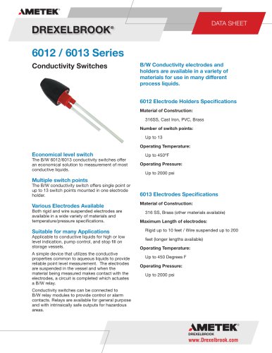 6012 and 6013 Series, Conductivity Switches