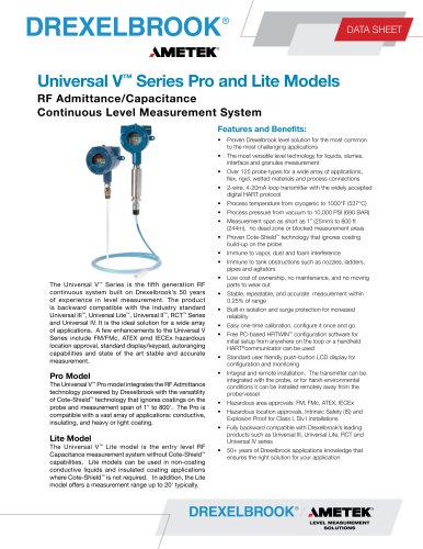 RF Admittance Level Measurement Universal V Pro/Lite Seriess