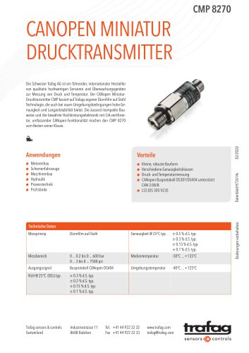 CANOPEN MINIATUR DRUCKTRANSMITTER CMP 8270