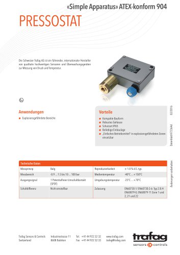 Datenblatt «Simple Apparatus» conformity to ATEX 904