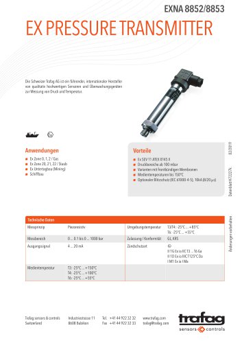 Ex Pressure Transmitter EXNA 8852/8853