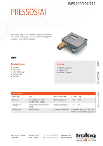 Pressostat P/PS 900/904/912