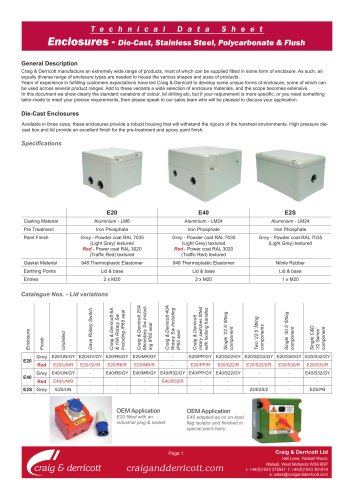 Stand alone enclosures used within this product family