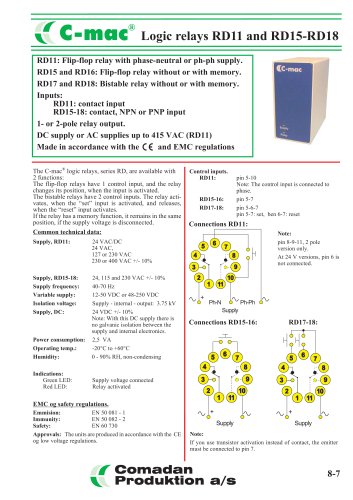 RD11/RD15-RD18, flip-flop and bistable relays