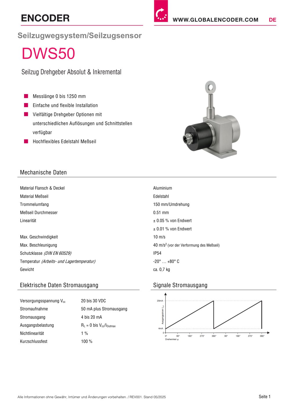 Datenblatt DWS50 (DE) - W+S Me&szlig;systeme GmbH