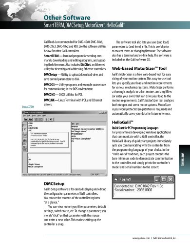 SmartTERM,DMCSetup,MotorSizer?, HelloGalil?