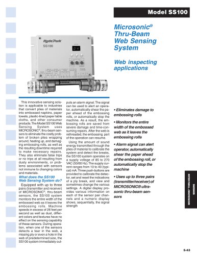 Microsonic® Thru-Beam Web Sensing System Model SS100 Series 