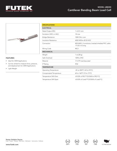 MODEL LBB200 Cantilever Bending Beam Load Cell