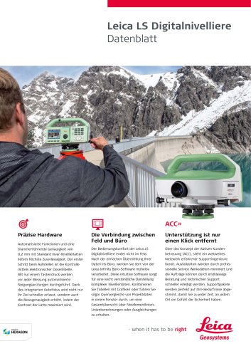 Leica LS Digital Levels Data Sheet