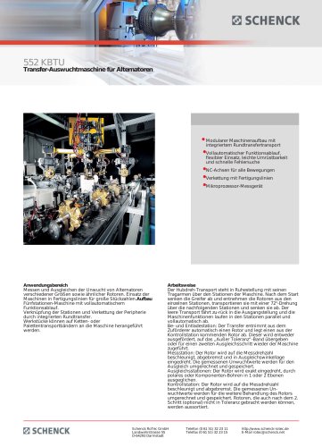 552 KBTU Transfer-Auswuchtmaschine für Alternatoren