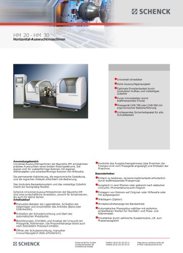 HM 20 - HM 30 Horizontal-Auswuchtmaschinen