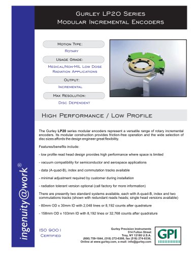 Gurley LP20 Series Modular Incremental Encoders