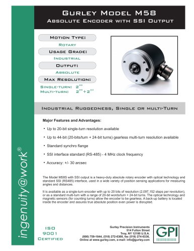 Gurley Model M58 Absolute Encoder with SSI Output