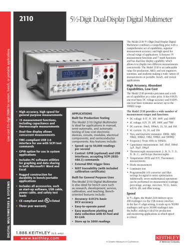 Model 2110 5-1/2-Digit Dual-Display Digital Multimeter