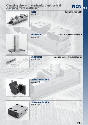 Clamping vise with mechanical/mechanical clamping force multiplier NCN