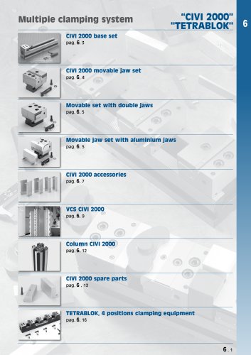 Multiple clamping system "CIVI 2000" and "TETRABLOCK"