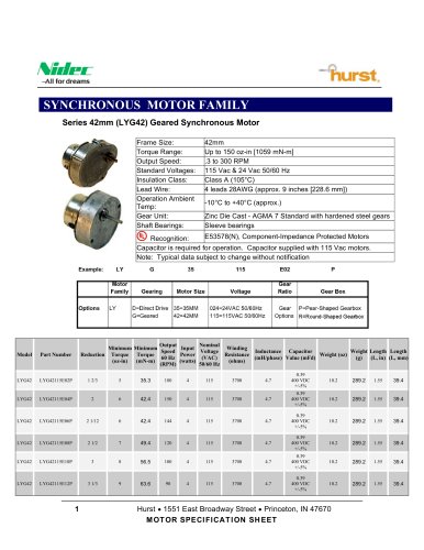 42mm (LYG42) Geared Synchronous Motor