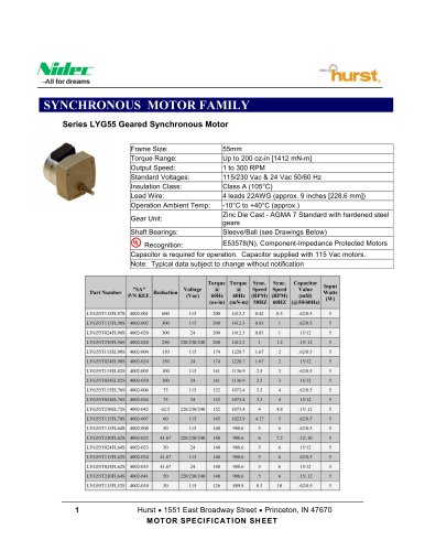 55mm (LYG55) Geared Synchronous Motor