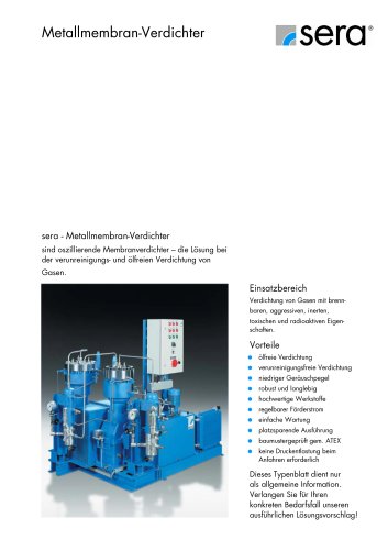 Typenblatt Metallmembran-Kompressoren Typenblatt Metallmembran-Kompressoren