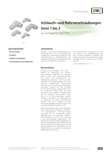 Schlauch- und Rohrverschraubungen  Serie 1 bis 3Schlauch- und Rohrverschraubungen  Serie 1 bis 3