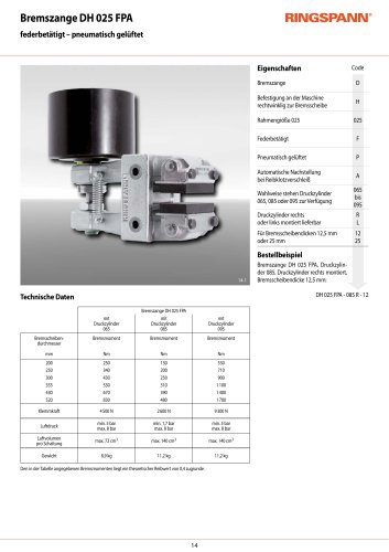 Datenblatt DH 025 FPA