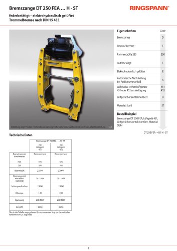 Datenblatt DT 250 FEA … H - ST