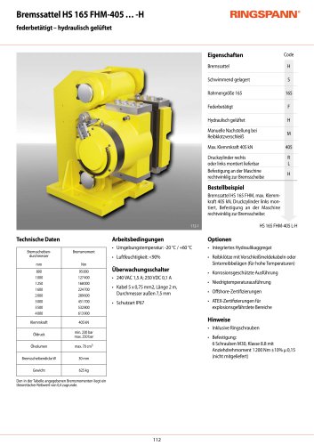 Datenblatt HS 165 FHM-405 … -H