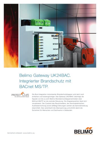 Belimo Gateway UK24BAC - Integrierter Brandschutz mit BACnet MS/TP