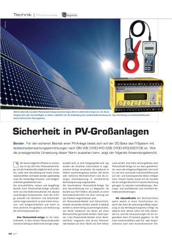 eines Isolationsfehlers oder Erd- oder Körperschlusses kann kein Kurzschlussstrom fl ieSicherheit in PV-Großanlagen 