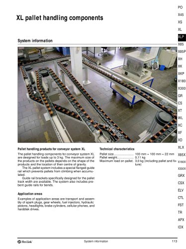 XL pallet handling components