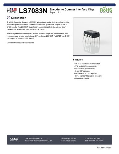 LS7083N Encoder to Counter Interface Chip