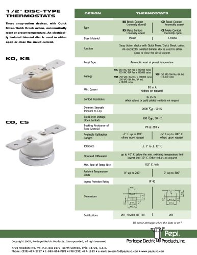 1/2" Disc-Type Thermostats