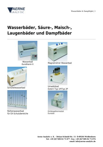 Wasserb&auml;der, S&auml;ure-, Maisch-, Laugenb&auml;der und Dampfb&auml;der