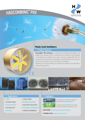 Datasheet - HW PAV Plastic Axial Ventilators - English