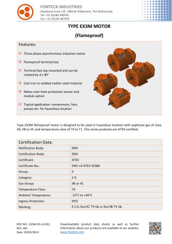 FLAMEPROOF LOW VOLTAGE MOTORS EX3M