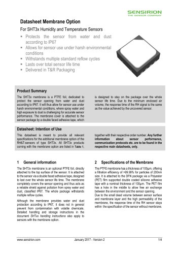 Membrane Option For SHT3x Humidity and Temperature Sensors