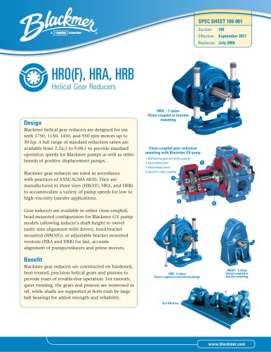 HRO(F), HRA, HRB Helical Gear Reducers