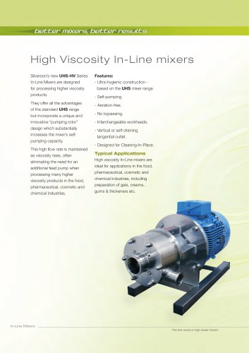 High Viscosity In-Line Mixers