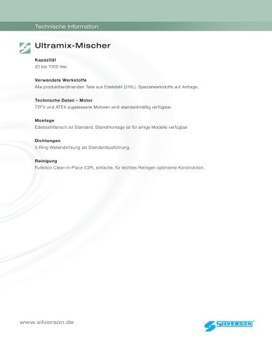 Ultramix-Mischer - Technische information