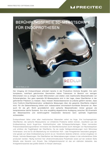 Berührungsfreie 3D-Messtechnik für Endoprothesen