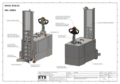 Drum Lifter -DPC01-SS - Technical Drawings (Electric drum lifter DPC01-R760-SS)