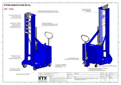 Drum Lifter - DTP08-R1260 - Technical (Manual drum lifter DTP08-R1260)